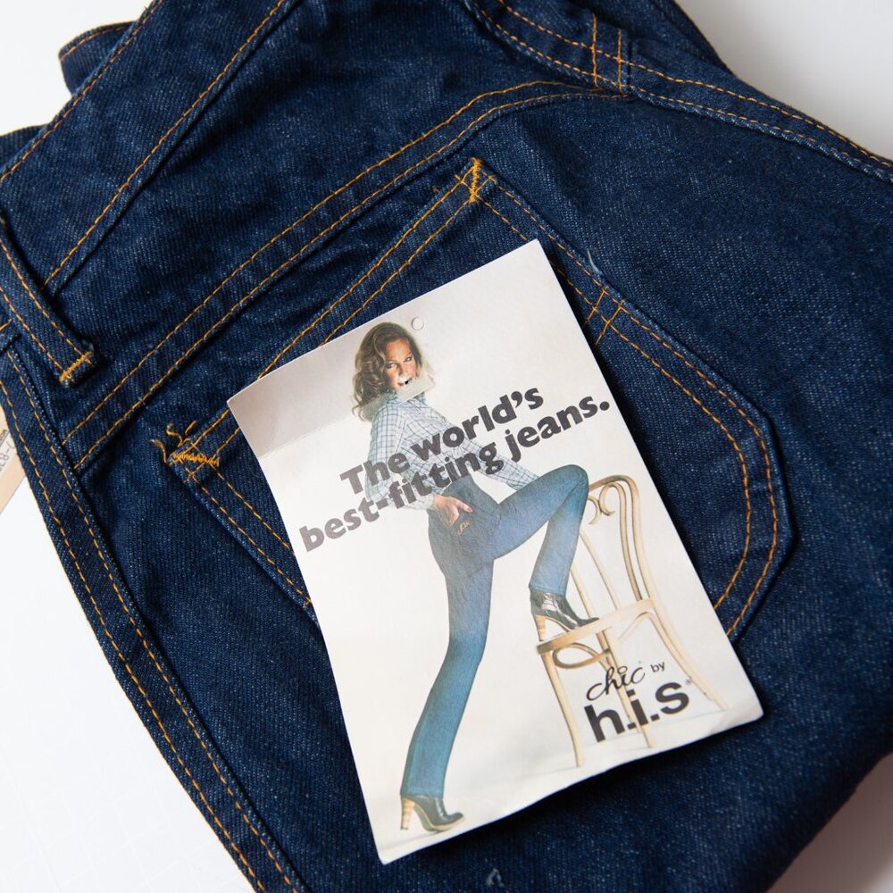 Vintage Ms. Chic By H.I.S. Jeans Parisienne Deadstock 80s Denim Blue 10 Long New - Picture 3 of 10